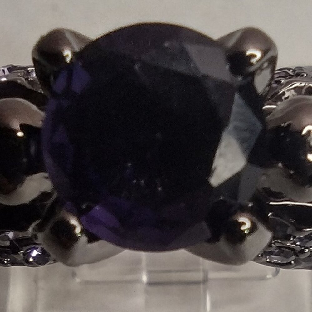 Deep Purple Faux Zircon Stone Gothic Skull Fashion Ring Size 8